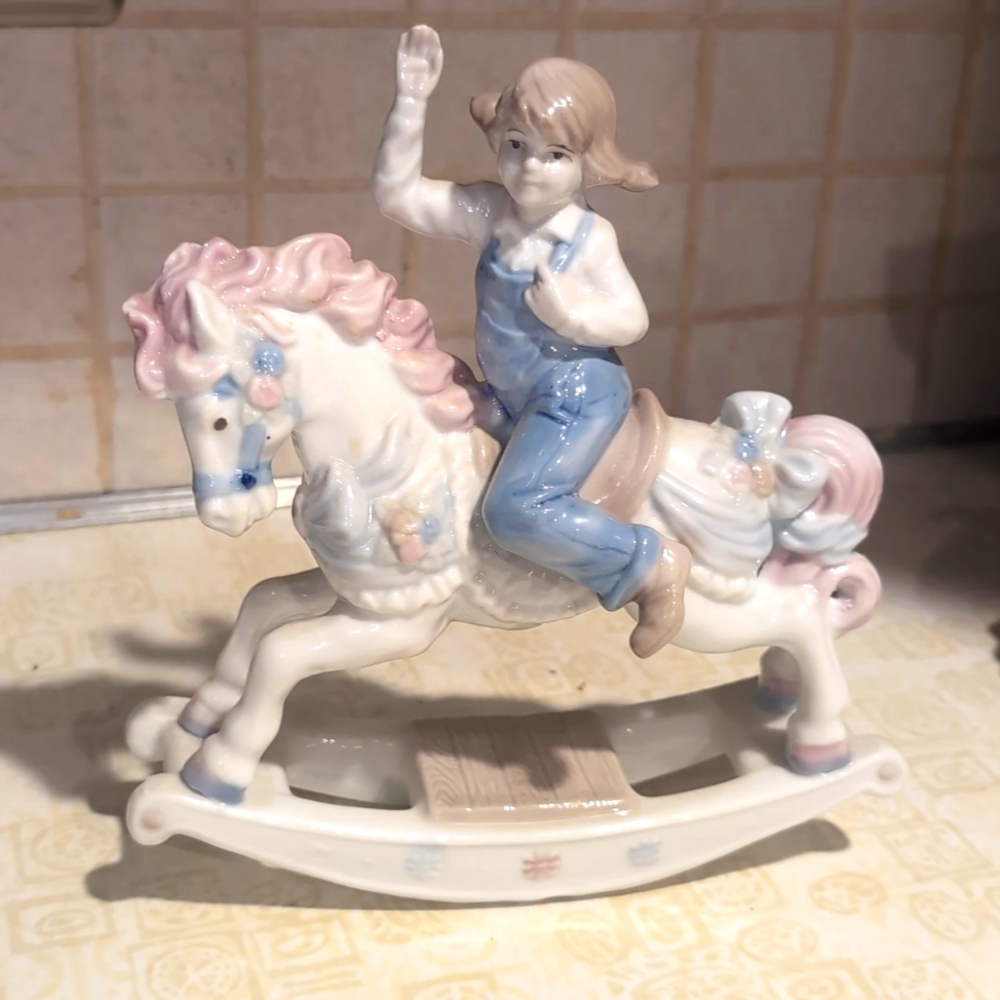 Paul Sebastian Girl on Horse Porcelain Figurine